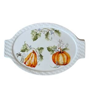 Grace Pantry Oval Oven Safe Baker Casserole w/ Lid 11in Fall Thanksgiving NEW
